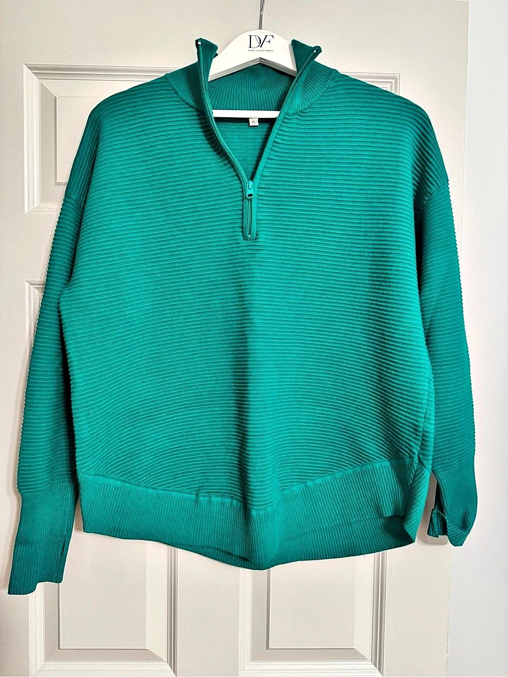 Women’s Green Quarter-Zip Sweater